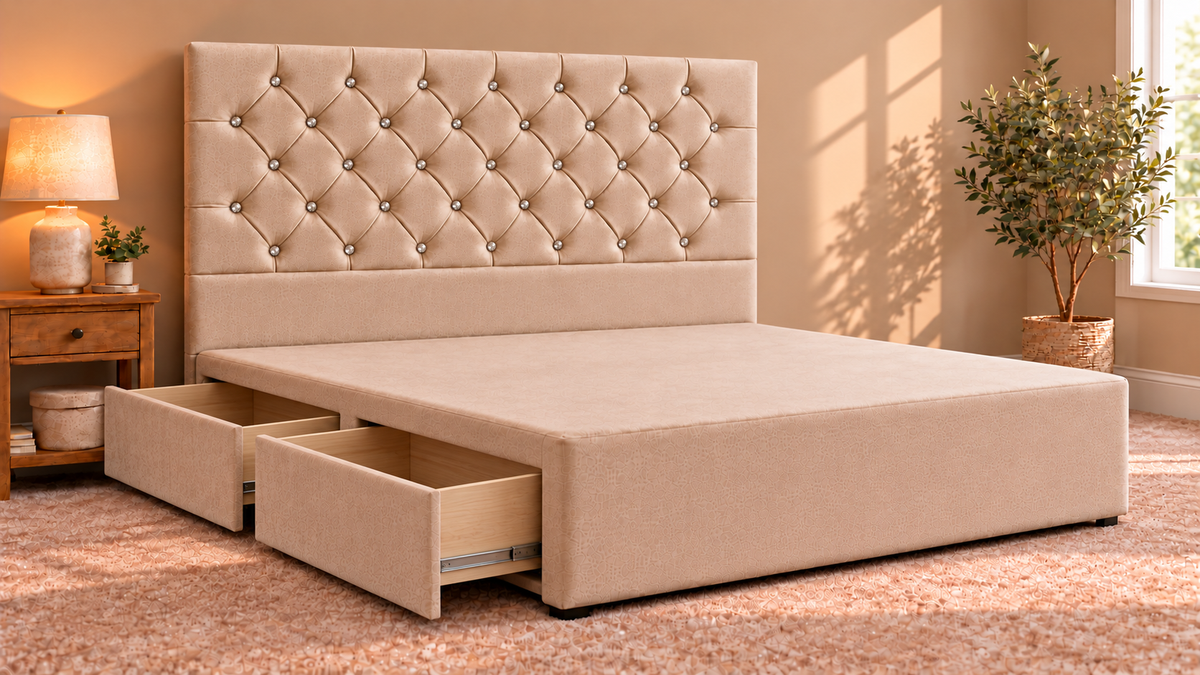 Floor standing headboard 137cm height chesterfield diamante