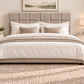 Premium divan base with 137cm floor standing square button headboard