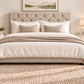 Premium divan base with 137cm floor standing chesterfield headboard
