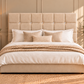 Floor standing headboard 137cm height square diamante