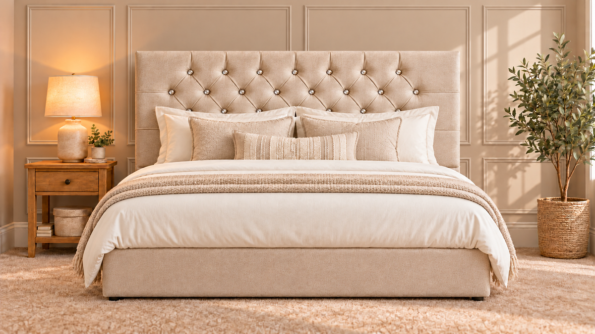 Floor standing headboard 137cm height chesterfield diamante