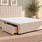 Premium divan base with 137cm floor standing lined headboard