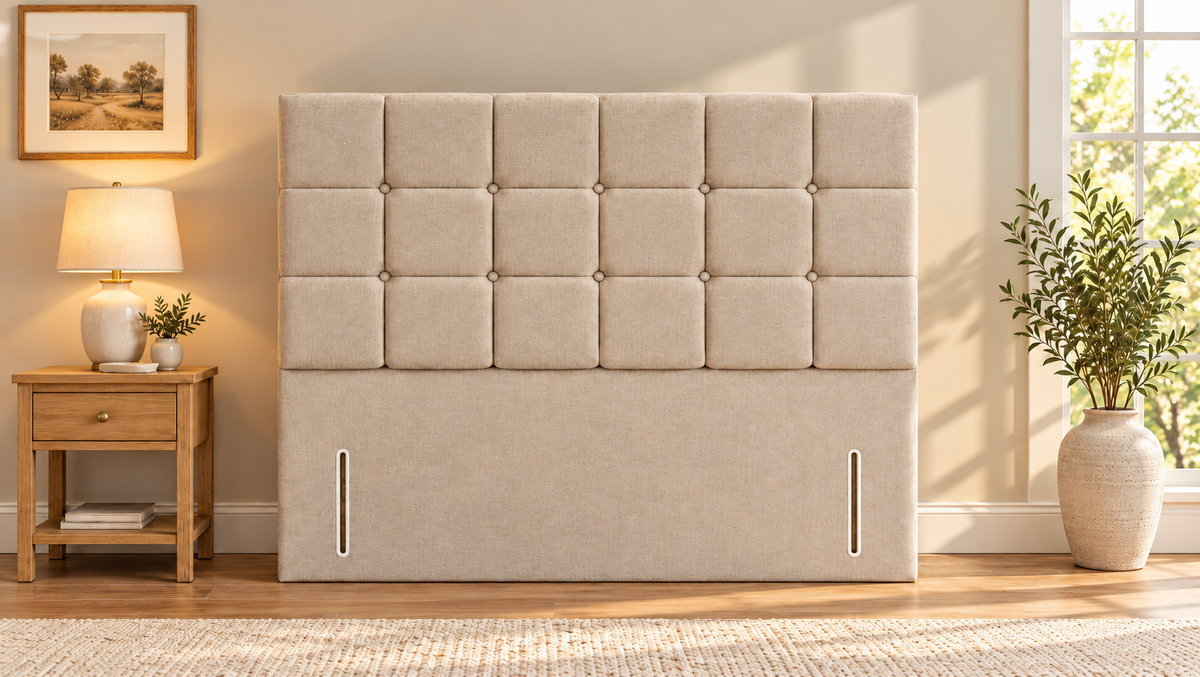 Floor standing headboard 137cm height square button