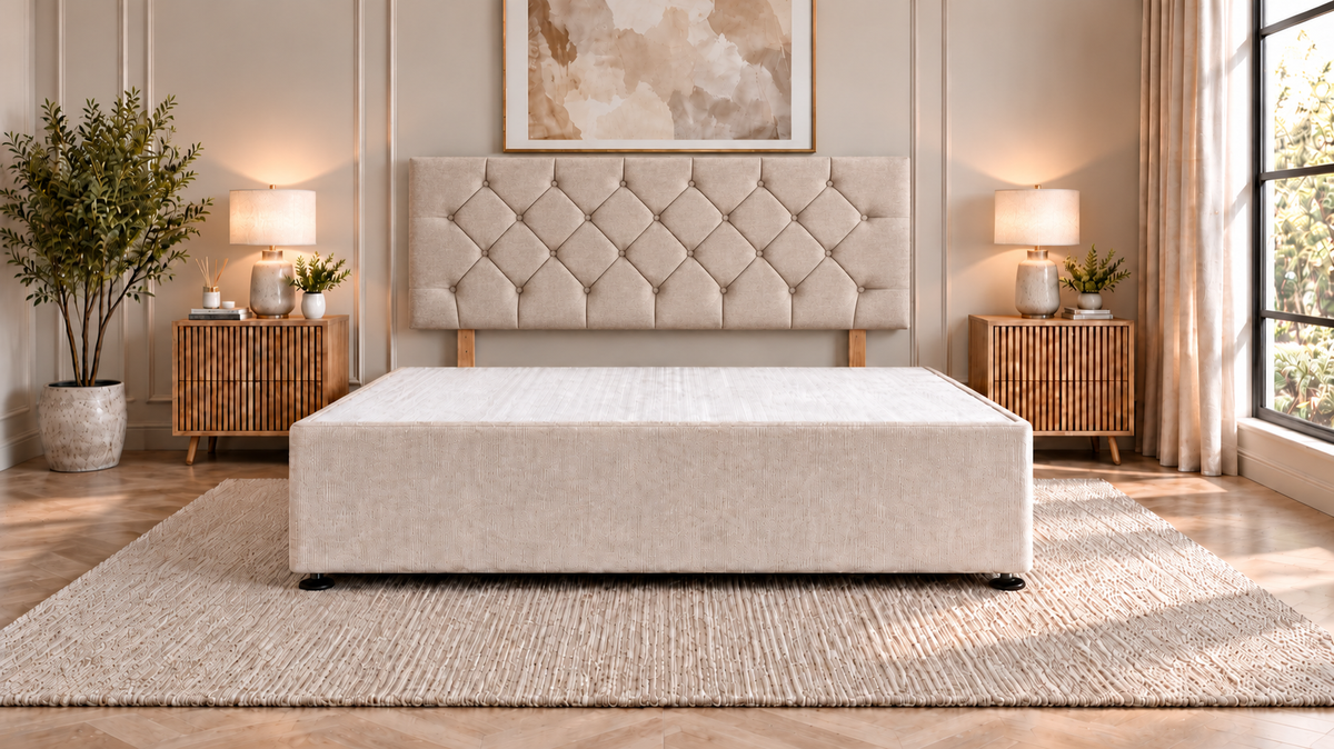 Premium divan base with 66cm chesterfield headboard