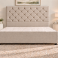 Premium divan base with 137cm floor standing chesterfield headboard