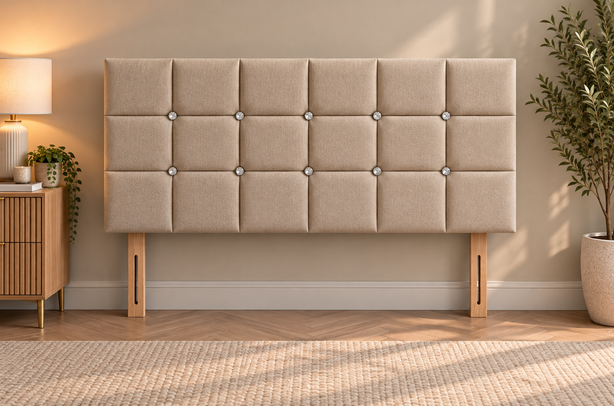 Headboard 66cm height square diamante